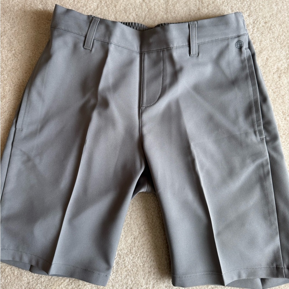Adidas Gray Kids Flat-Front Golf Shorts